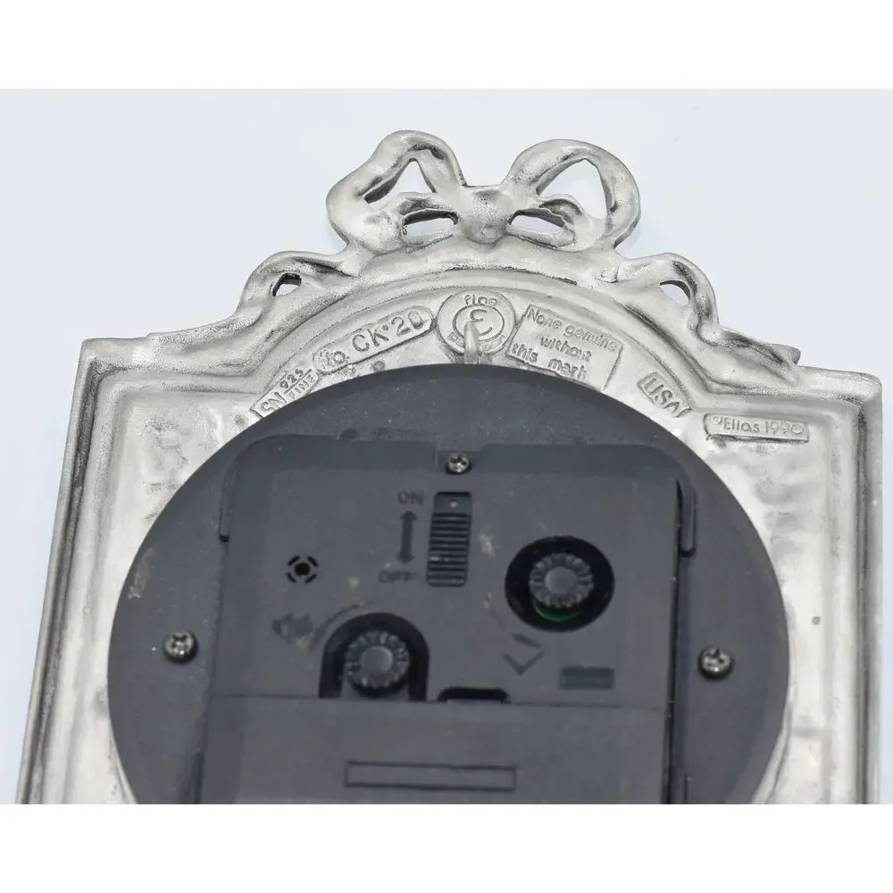 Elias-1990 Pewter 925 Fine Silver Art Nouveau Ornate Alarm Clock